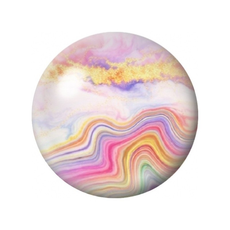 Cabochon en Verre Illustré Marbre Pastel aux Strates Arc-en-Ciel 12 à 25mm