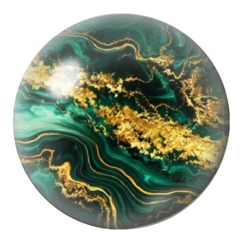 Cabochon en Verre Illustré Marbre Vert à la Rivière Dorée 12 à 25mm