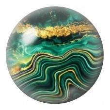 Cabochon en Verre Illustré Marbre Vert Émeraude aux Strates 12 à 25mm pour la Création de Bijoux Fantaisie - DIY