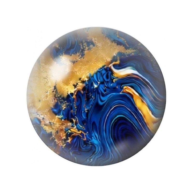 Cabochon en Verre Illustré Marbre Bleu au Tourbillon Doré 12 à 25mm