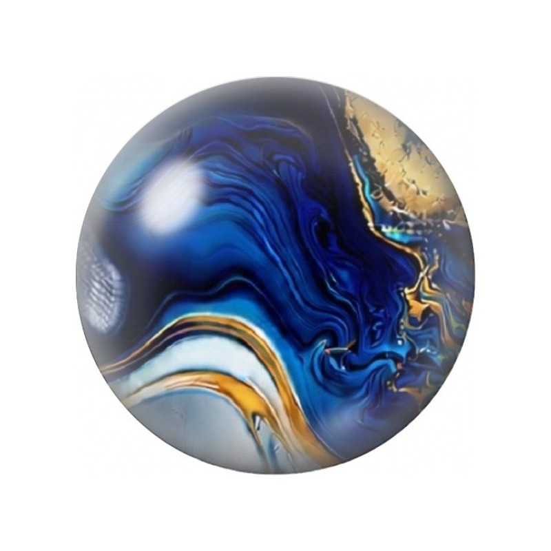 Cabochon en Verre Illustré Marbre Bleu aux Plis Crème 12 à 25mm