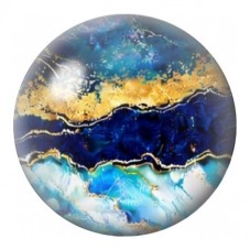 Cabochon en Verre Illustré Marbre Bleu à la Faille Sombre 12 à 25mm pour la Création de Bijoux Fantaisie - DIY
