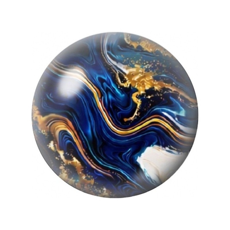 Cabochon en Verre Illustré Marbre Bleu aux Vagues d’Or 12 à 25mm