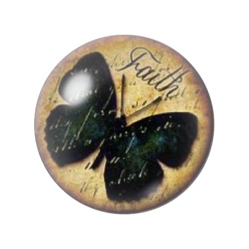 Cabochon en Verre Illustré Papillon Noir Faith 12 à 25mm
