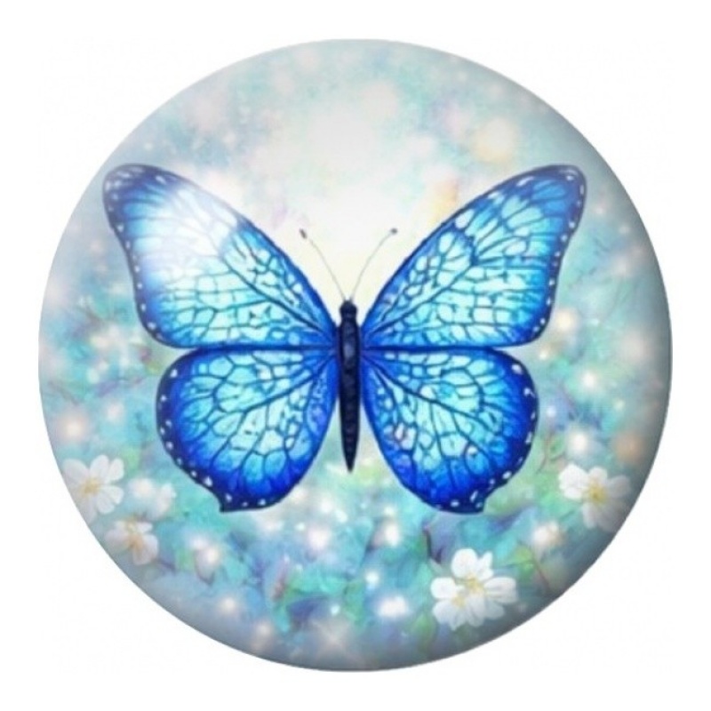 Cabochon en Verre Illustré Papillon Bleu Lumineux 12 à 25mm