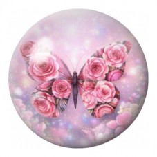 Cabochon en Verre Illustré Papillon de Roses 12 à 25mm pour la Création de Bijoux Fantaisie - DIY