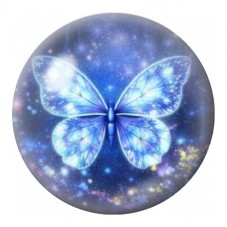 Cabochon en Verre Illustré Papillon Bleu Céleste 12 à 25mm pour la Création de Bijoux Fantaisie - DIY