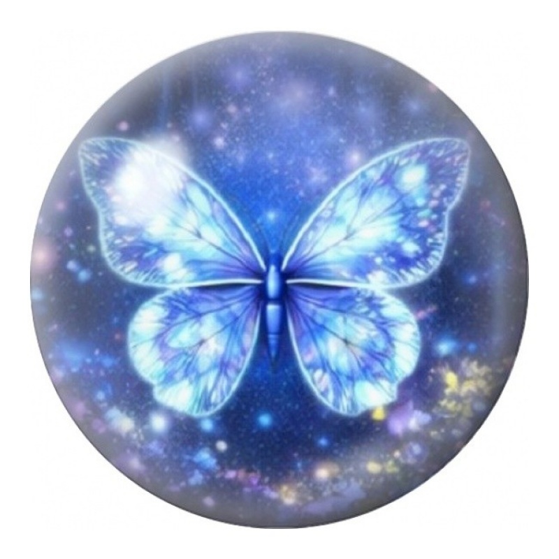 Cabochon en Verre Illustré Papillon Bleu Céleste 12 à 25mm
