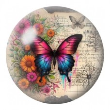 Cabochon en Verre Illustré Papillon Arc-en-Ciel Vintage 12 à 25mm pour la Création de Bijoux Fantaisie - DIY