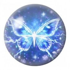 Cabochon en Verre Illustré Papillon Bleu Électrique 12 à 25mm pour la Création de Bijoux Fantaisie - DIY