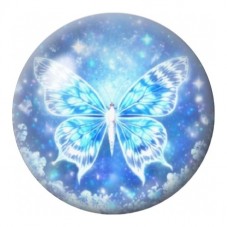 Cabochon en Verre Illustré Papillon Bleu Givré 12 à 25mm pour la Création de Bijoux Fantaisie - DIY