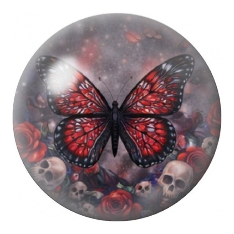 Cabochon en Verre Illustré Papillon Gothique Rouge 12 à 25mm
