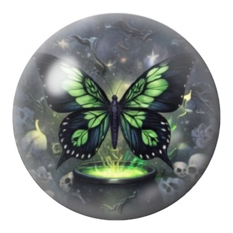 Cabochon en Verre Illustré Papillon Vert Gothique 12 à 25mm