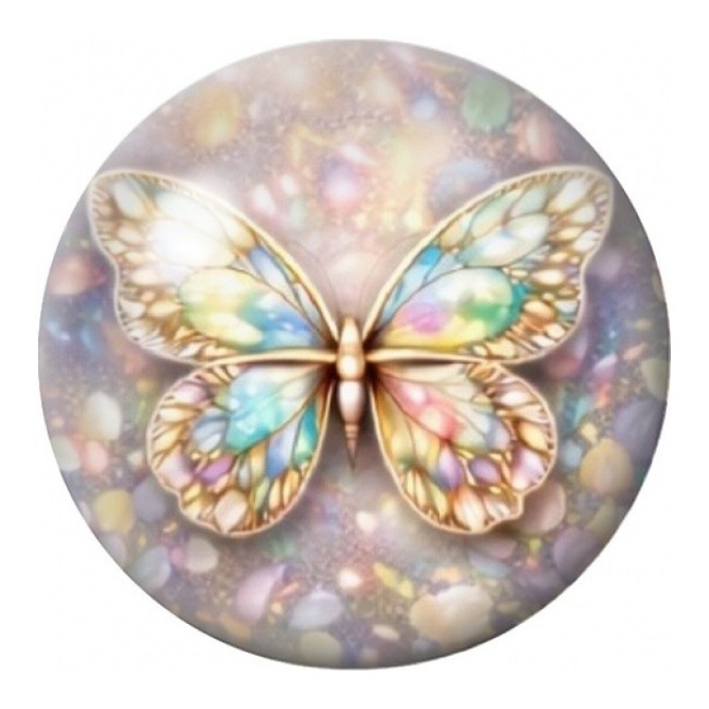 Cabochon en Verre Illustré Papillon Opale Dorée 12 à 25mm