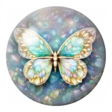 Cabochon en Verre Illustré Papillon Aigue-Marine Doré 12 à 25mm pour la Création de Bijoux Fantaisie - DIY