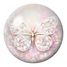 Cabochon en Verre Illustré Papillon de Perles Blanches 12 à 25mm pour la Création de Bijoux Fantaisie - DIY