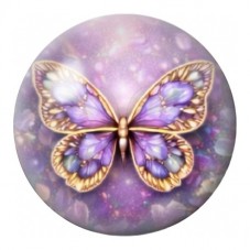 Cabochon en Verre Illustré Papillon Améthyste Doré 12 à 25mm pour la Création de Bijoux Fantaisie - DIY