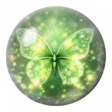 Cabochon en Verre Illustré Papillon Vert Lumineux 12 à 25mm pour la Création de Bijoux Fantaisie - DIY