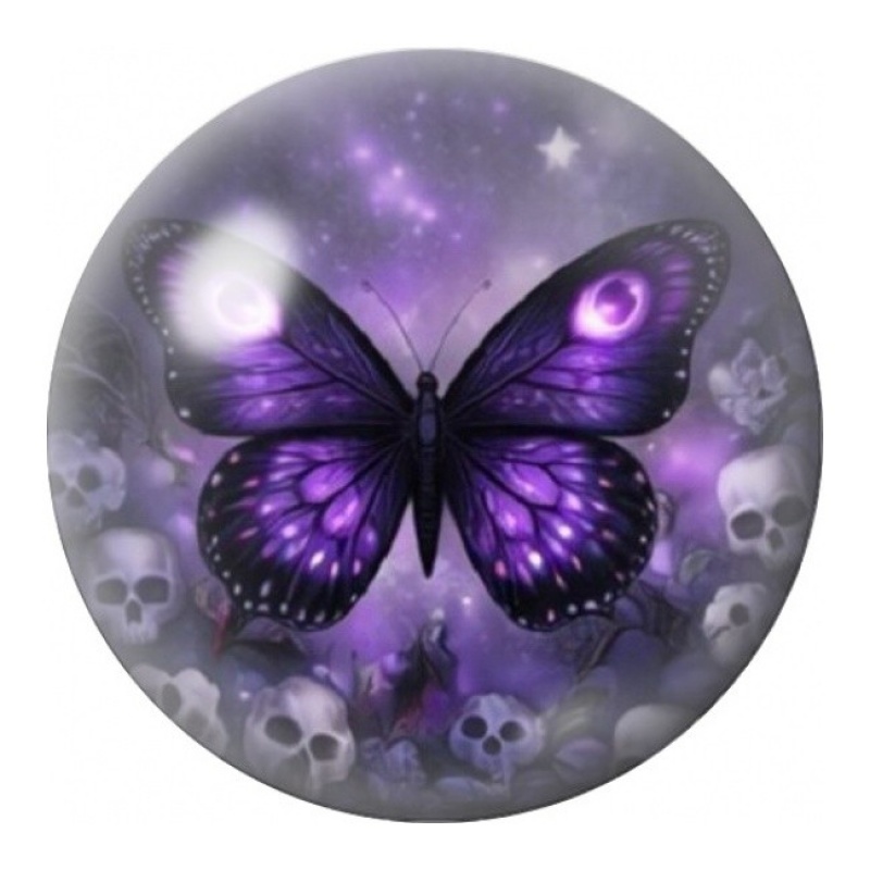 Cabochon en Verre Illustré Papillon Gothique Violet 12 à 25mm