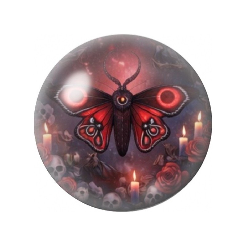 Cabochon en Verre Illustré Papillon Rouge aux Bougies 12 à 25mm