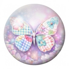Cabochon en Verre Illustré Papillon Patchwork Pastel 12 à 25mm pour la Création de Bijoux Fantaisie - DIY