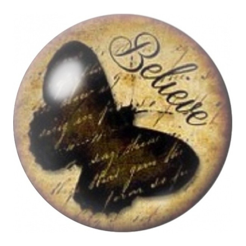 Cabochon en Verre Illustré Papillon Believe Vintage 12 à 25mm
