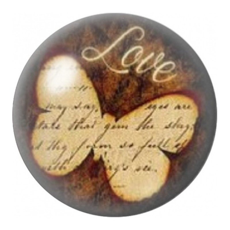 Cabochon en Verre Illustré Papillon Love Vintage 12 à 25mm