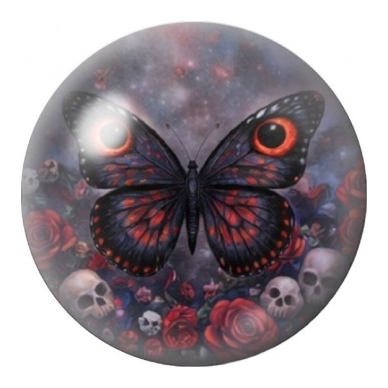 Cabochon en Verre Illustré Papillon Rouge Gothique 12 à 25mm