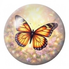 Cabochon en Verre Illustré Papillon Monarque Lumineux 12 à 25mm pour la Création de Bijoux Fantaisie - DIY