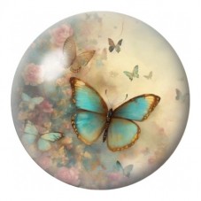 Cabochon en Verre Illustré Papillon Turquoise Vintage 12 à 25mm pour la Création de Bijoux Fantaisie - DIY
