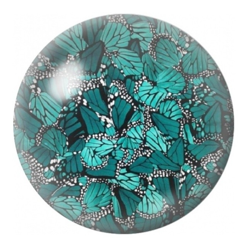 Cabochon en Verre Illustré Nuée de Papillons Turquoise 12 à 25mm