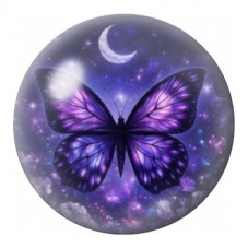 Cabochon en Verre Illustré Papillon Violet sous la Lune 12 à 25mm pour la Création de Bijoux Fantaisie - DIY