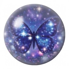Cabochon en Verre Illustré Papillon Galaxie Bleue 12 à 25mm pour la Création de Bijoux Fantaisie - DIY