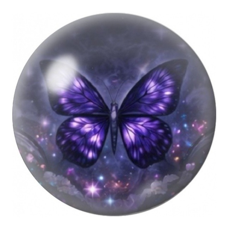 Cabochon en Verre Illustré Papillon Violet Nocturne 12 à 25mm