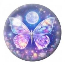 Cabochon en Verre Illustré Papillon Pastel sous la Lune 12 à 25mm pour la Création de Bijoux Fantaisie - DIY