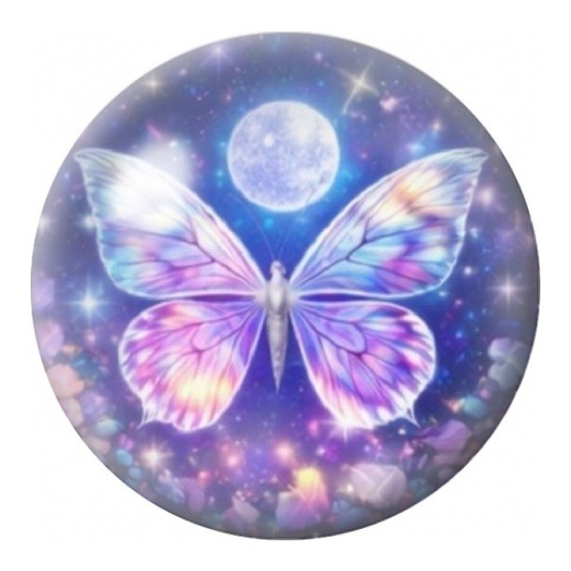 Cabochon en Verre Illustré Papillon Pastel sous la Lune 12 à 25mm