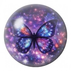 Cabochon en Verre Illustré Papillon Cosmique Multicolore 12 à 25mm pour la Création de Bijoux Fantaisie - DIY