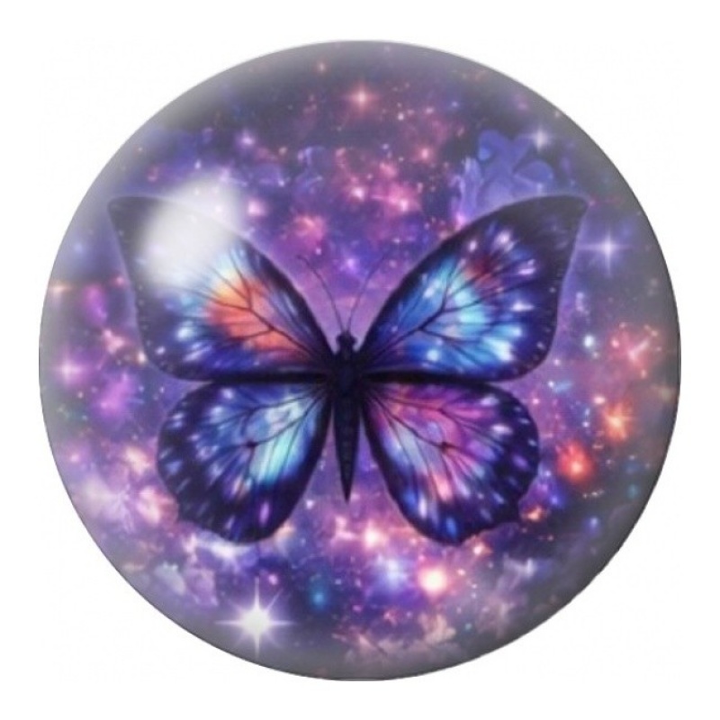 Cabochon en Verre Illustré Papillon Cosmique Multicolore 12 à 25mm
