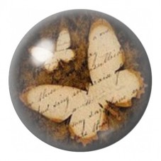 Cabochon en Verre Illustré Papillon de Papier Ancien 12 à 25mm pour la Création de Bijoux Fantaisie - DIY