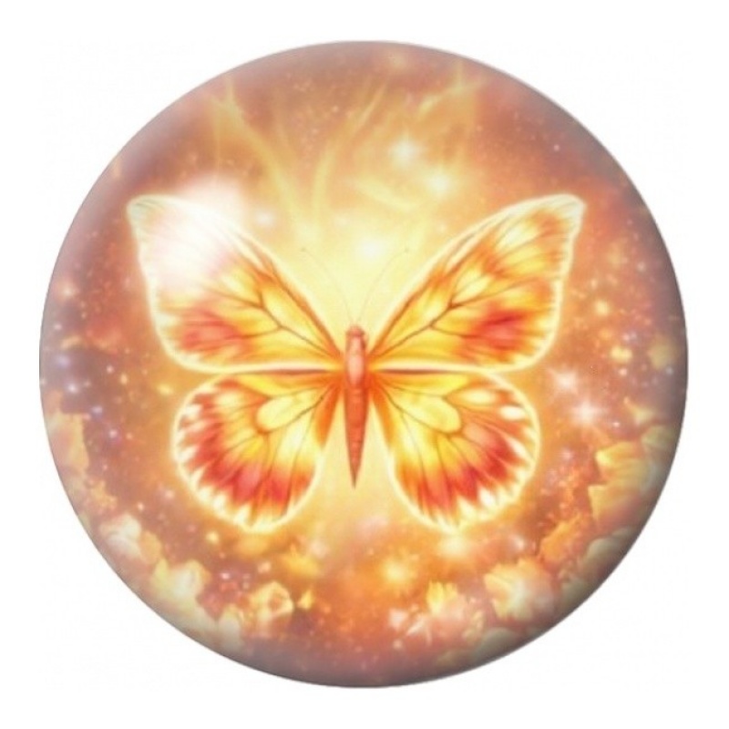 Cabochon en Verre Illustré Papillon d’Or Lumineux 12 à 25mm
