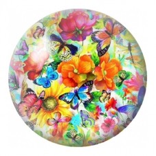 Cabochon en Verre Illustré Jardin de Papillons Colorés 12 à 25mm pour la Création de Bijoux Fantaisie - DIY