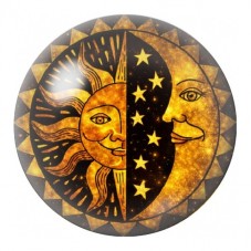 Cabochon en Verre Illustré Soleil et Lune Dorés 12 à 25mm pour la Création de Bijoux Fantaisie - DIY