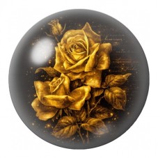 Cabochon en Verre Illustré Roses Dorées 12 à 25mm pour la Création de Bijoux Fantaisie - DIY