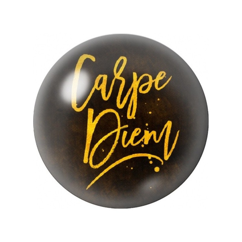 Cabochon en Verre Illustré Carpe Diem Doré 12 à 25mm