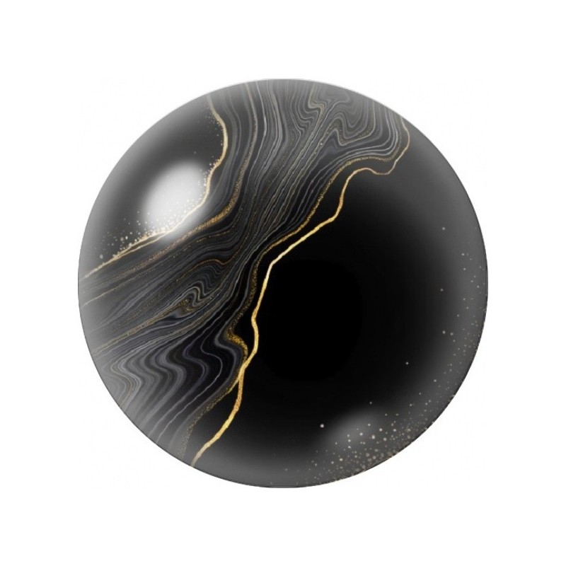 Cabochon en Verre Illustré Marbre Noir Veiné d’Or 12 à 25mm