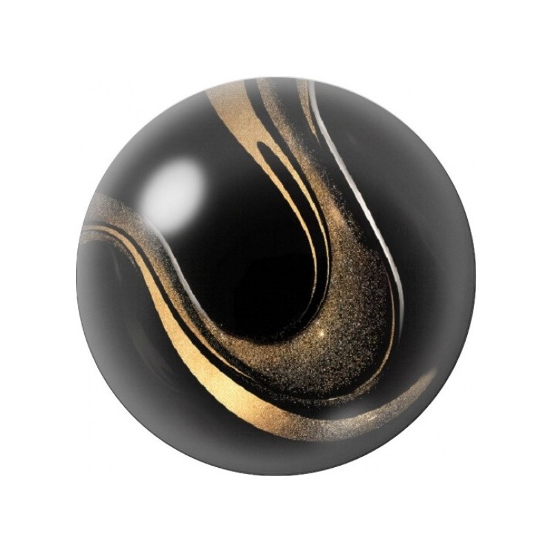 Cabochon en Verre Illustré Courbes Noires et Dorées 12 à 25mm