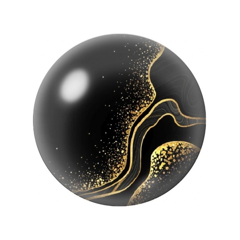 Cabochon en Verre Illustré Rivages Abstraits Noirs et Or 12 à 25mm