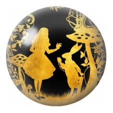 Cabochon en Verre Illustré Alice au Pays des Merveilles Dorée 12 à 25mm pour la Création de Bijoux Fantaisie - DIY