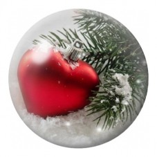Cabochon en Verre Illustré Boule de Noël Cœur Rouge 12 à 25mm pour la Création de Bijoux Fantaisie - DIY