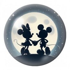 Cabochon en Verre Illustré Mickey et Minnie sous la Lune 12 à 25mm pour la Création de Bijoux Fantaisie - DIY